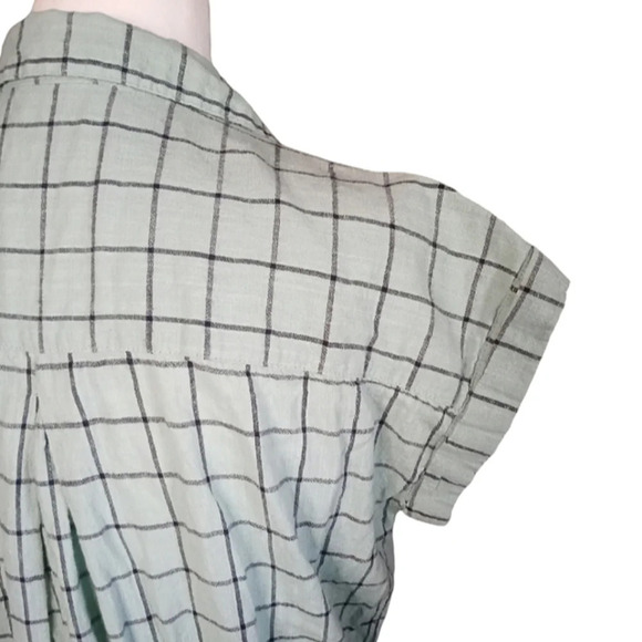 Japna 100% Cotton Sage Green Window Pane Grid Print Dress Size Small - Picture 5 of 7